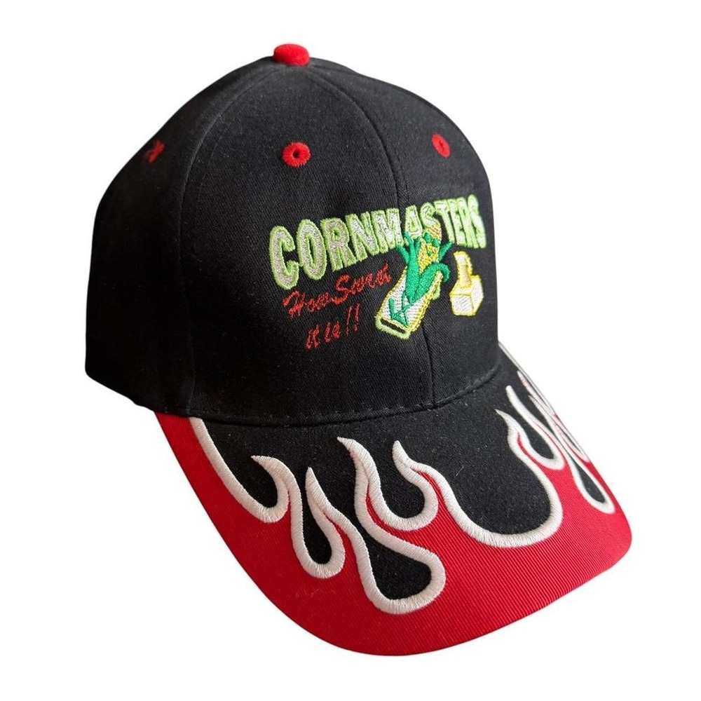 Cornmasters How Sweet It Is Flame Brim Strapback Hat Corn Novelty Vintage Y2K
